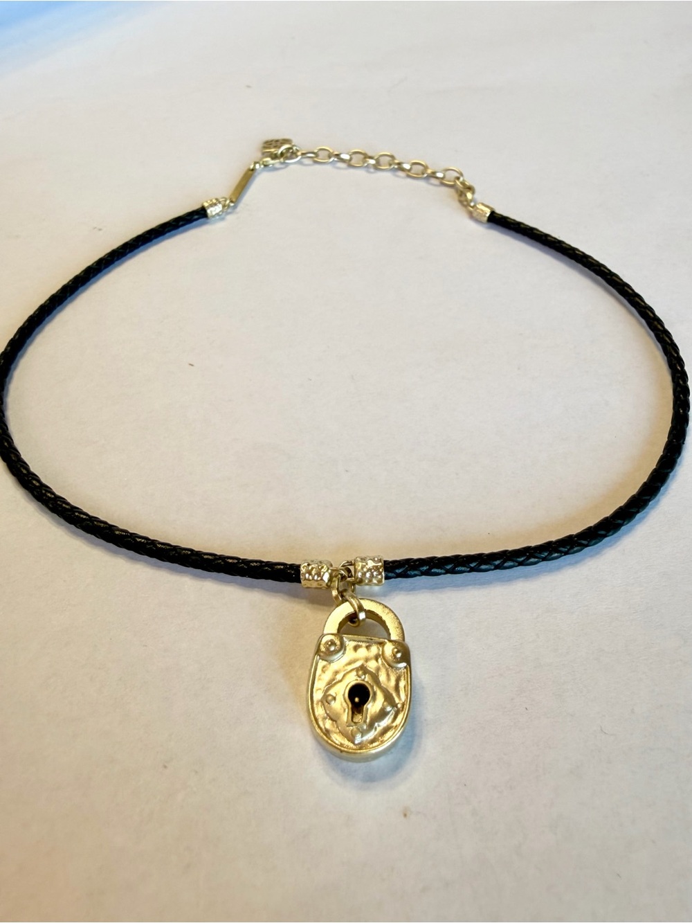 Kendra Scott Lock Pendant Braided Cord Necklace Charm Choker